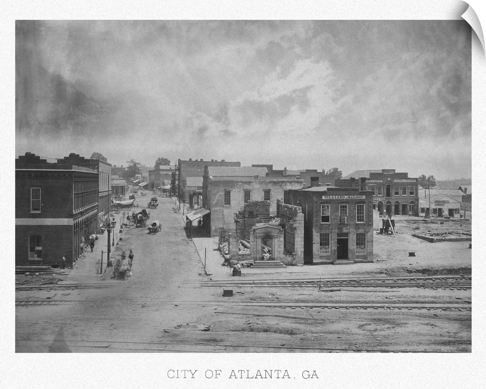 Vintage American Civil War print of the City of Atlanta, Georgia, circa 1863.