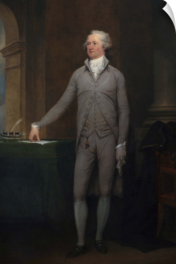 Vintage American History painting of Alexander Hamilton.