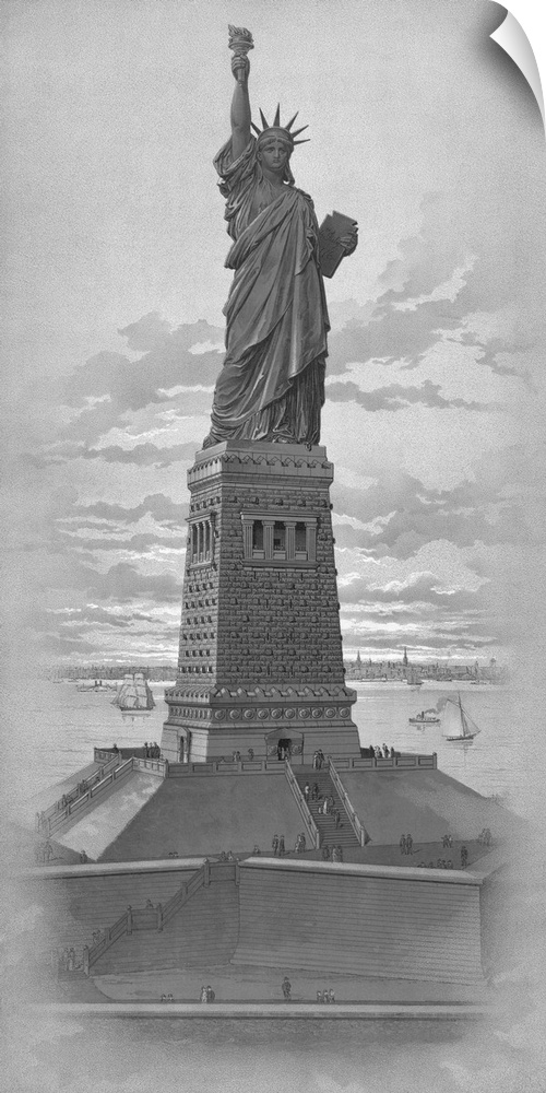 Vintage American History print of The Statue of Liberty.