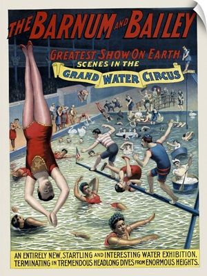 Vintage Barnum & Bailey Circus Poster Of Performers In A Pool