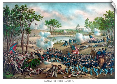 Vintage Civil War print of the Battle of Cold Harbor
