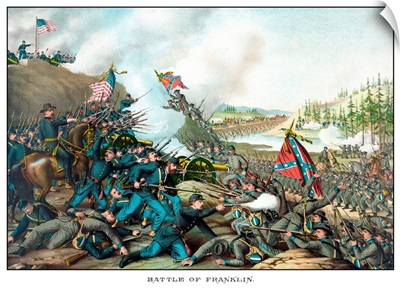 Vintage Civil War print of the Battle of Franklin