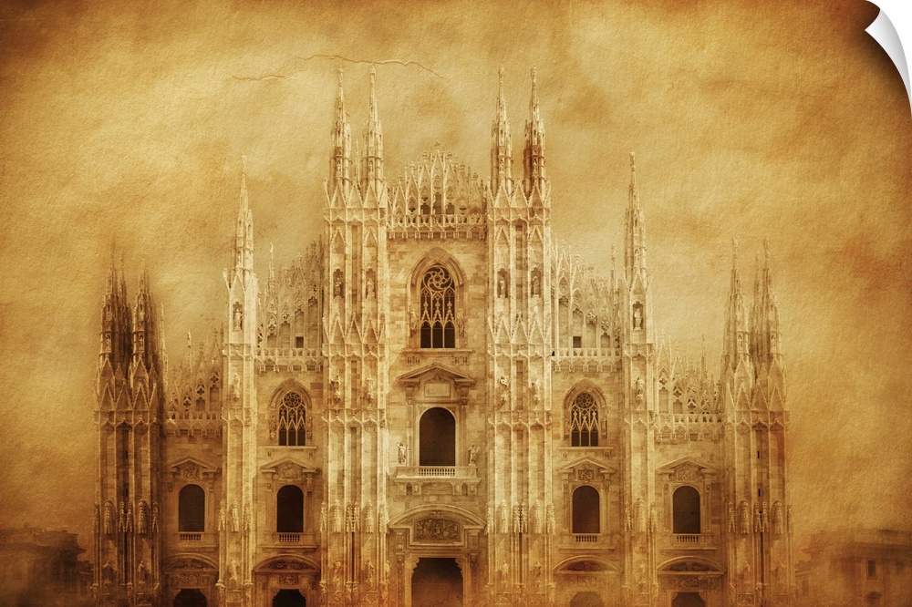 Vintage photo of Duomo di Milano, Milan, Italy.