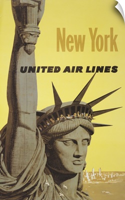 Vintage Travel Poster For New York, United Air Lines, 1960