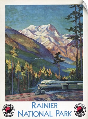 Vintage Travel Poster For Rainier National Park, 1920