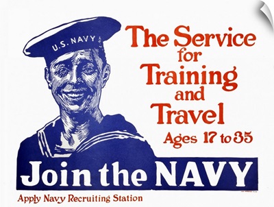 Vintage US Navy Recruiting Poster Of A Smiling Sailor