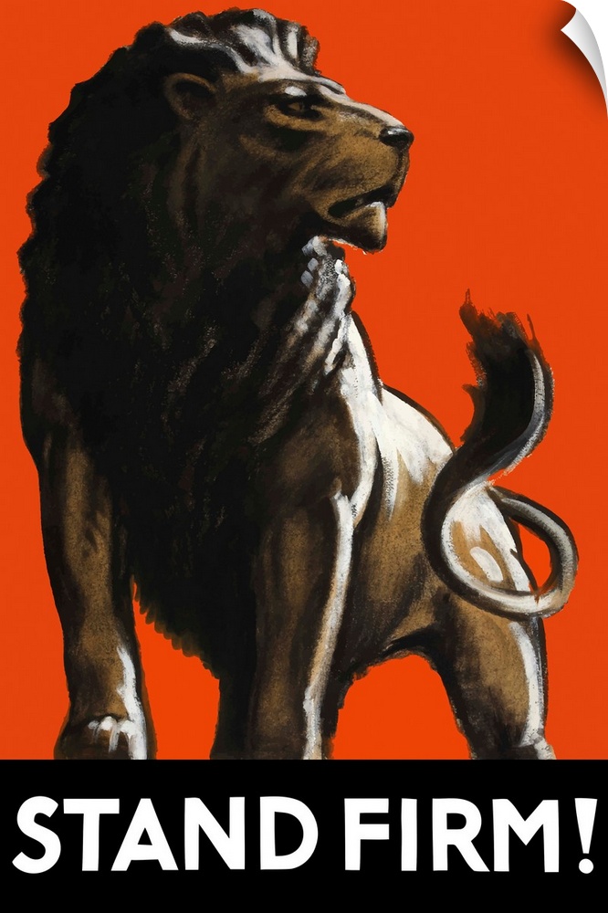 Vintage World War II poster featuring a male lion.