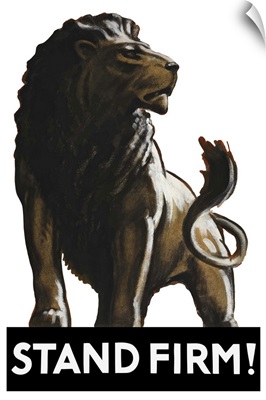 Vintage World War II poster of a male lion
