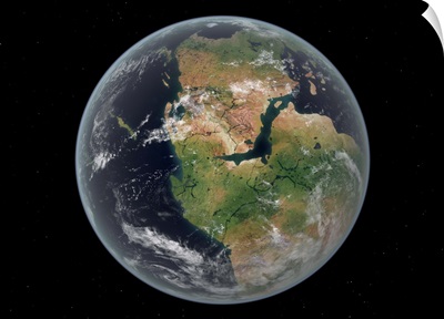 Western hemisphere of the Earth during the Early Jurassic period
