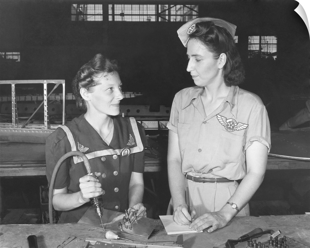 Women working in the Assembly and Repair Dept. of Naval Air Base, Corpus Christi, Texas, circa 1942.
