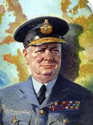 World War II painting of Winston Churchill wearing his RAF uniform