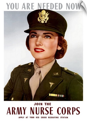 World War II poster of a smiling female officer of the U.S. Army Medical Corps