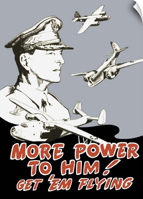 World War II poster of General Douglas MacArthur and bomber planes