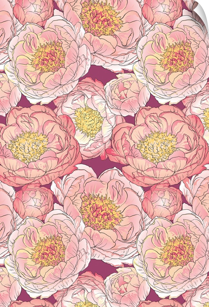 Pattern of pink and white flowers.