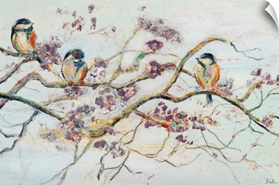 Birds On Cherry Blossom Branch