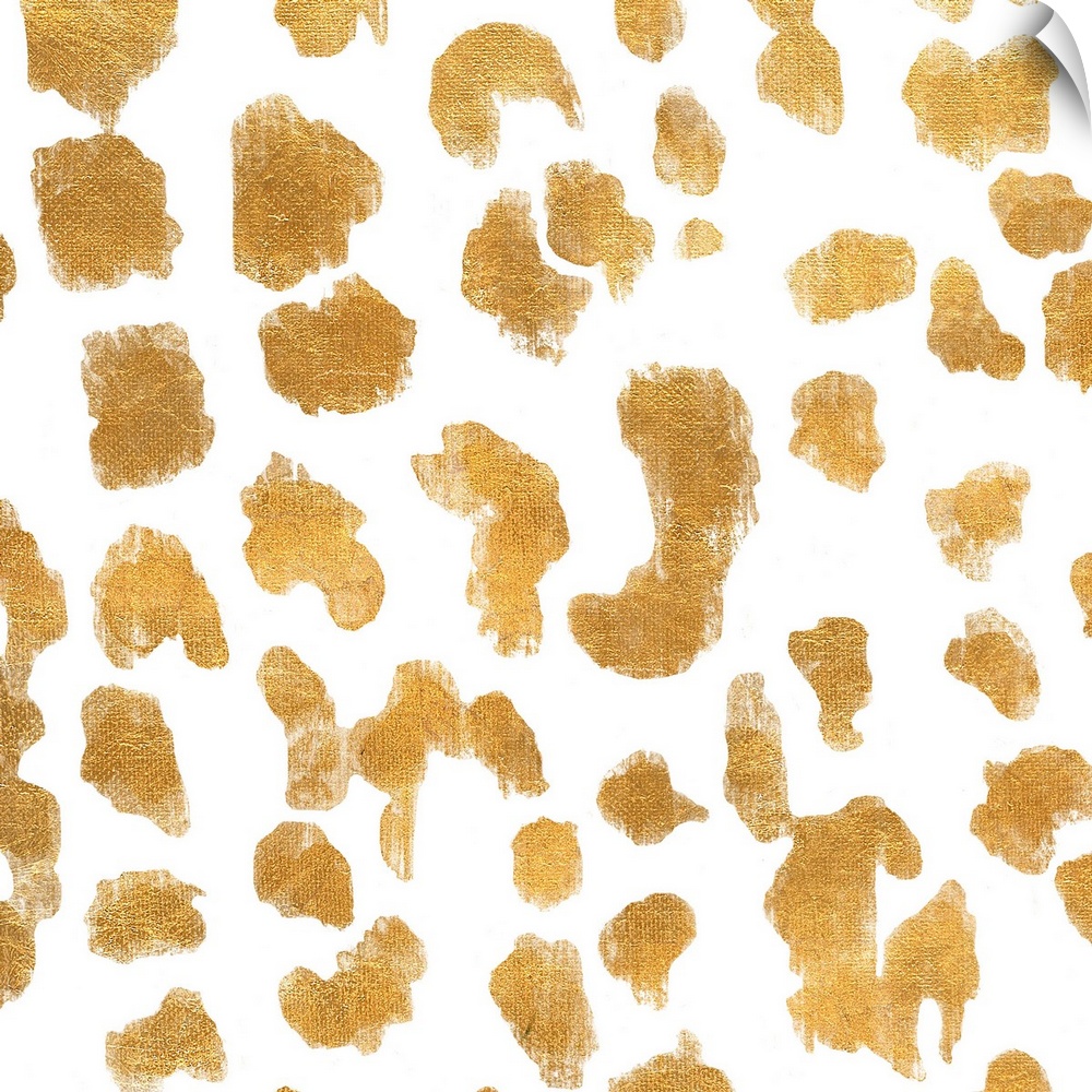 Gold animal print pattern on white.