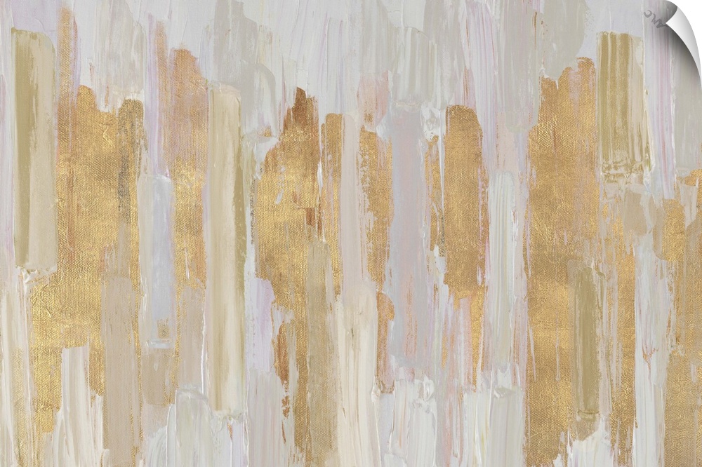 Contemporary abstract painting in golden shades.