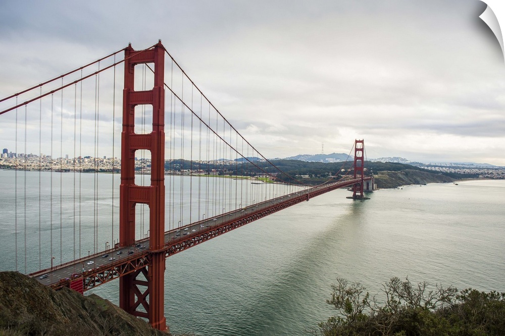 View of the Golden Gate Bridge over the San Francisco Bay, California.