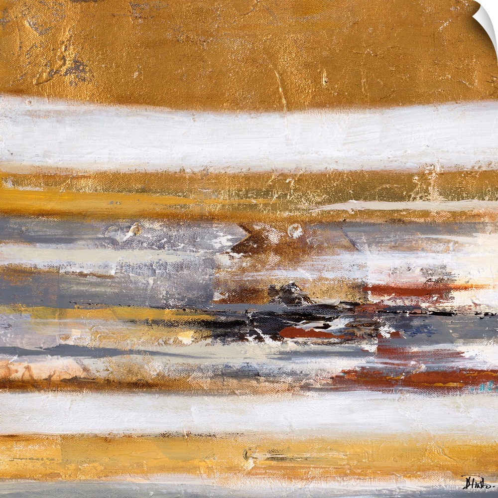 Abstract artwork with golden textured layers.