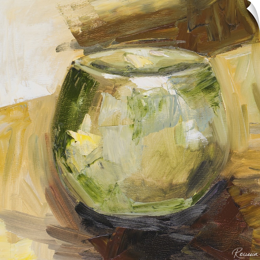 Contemporary artwork of a small green vase.