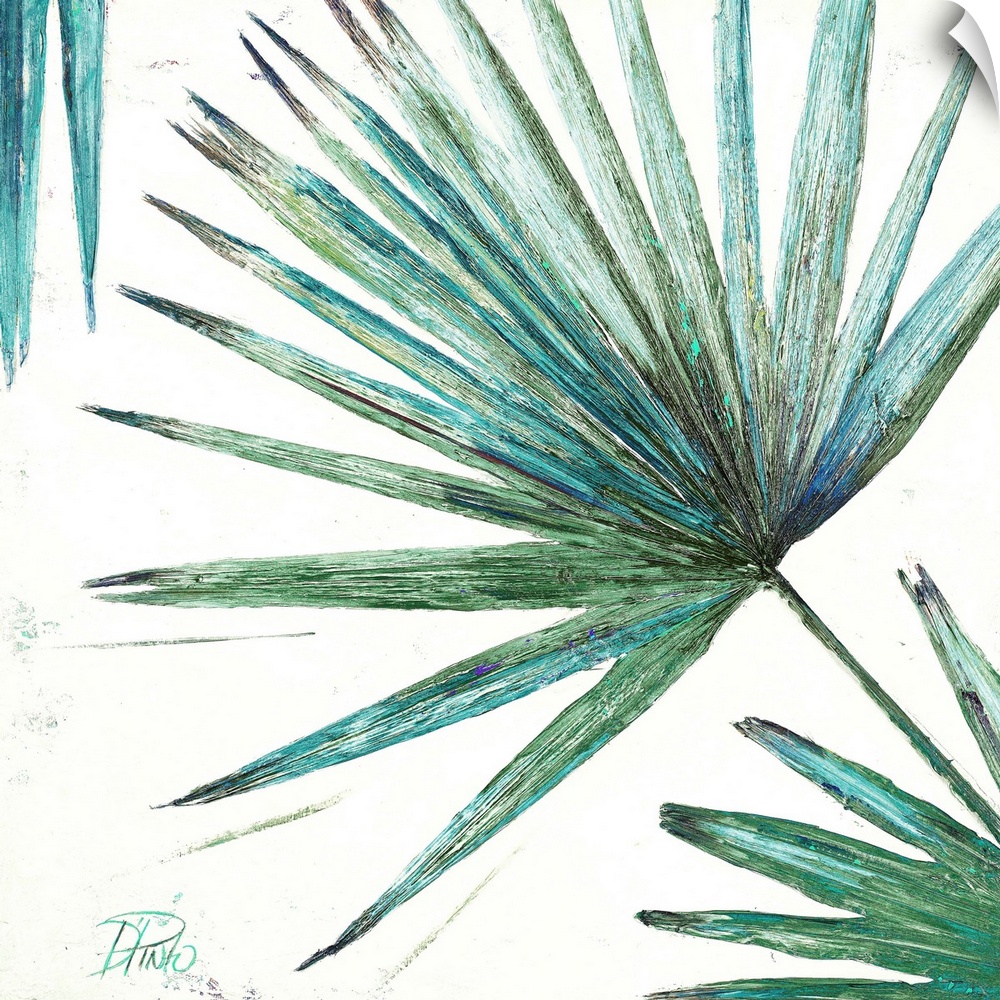 Decorative painting of a large leafy palm frond.