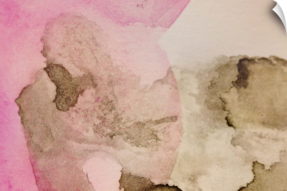 Pink and brown abstract watercolor painting.