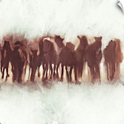 Team Of Brown Horses Running
