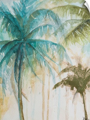 Watercolor Palms in Blue I