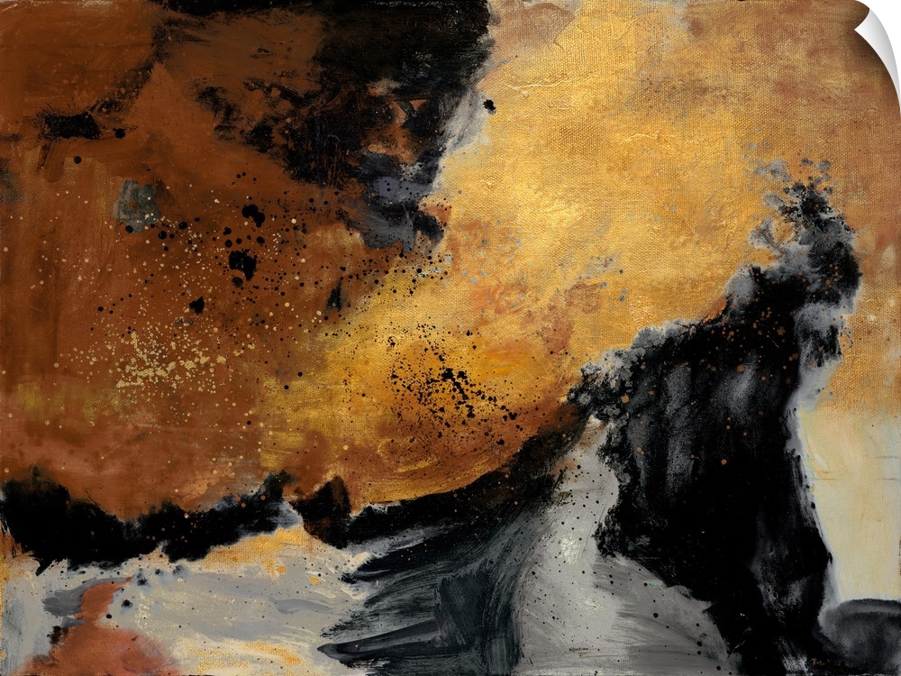 Contemporary abstract painting in dark tones, resembling an ocean wave.