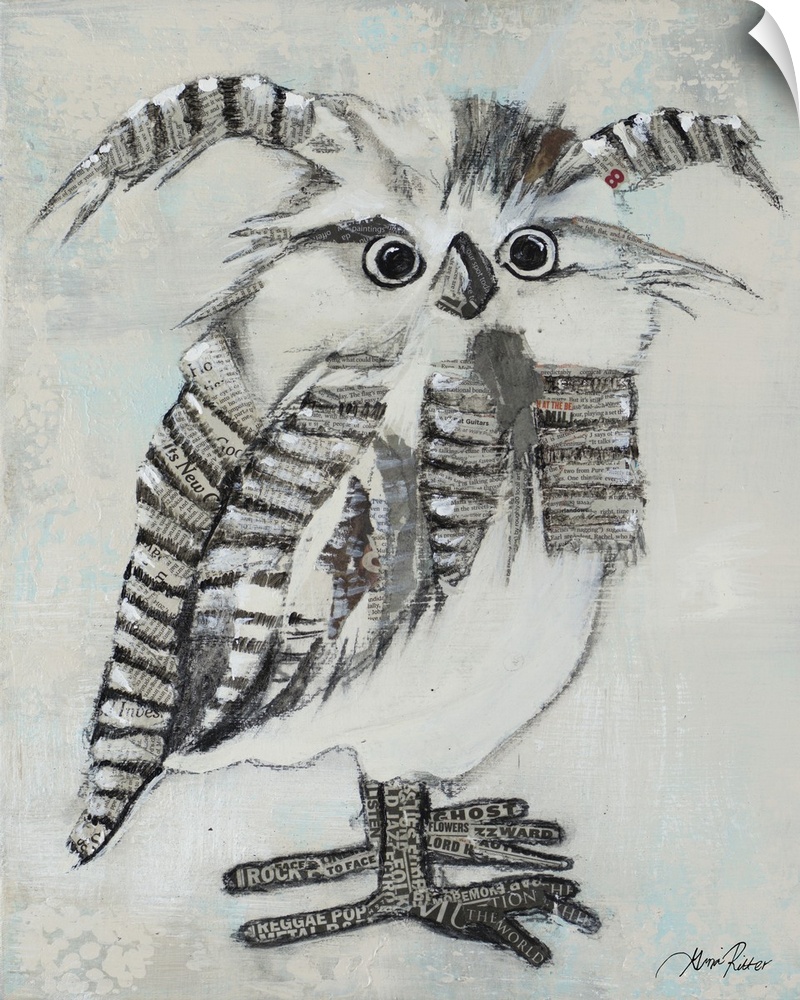 Artwork of a funky striped owl.