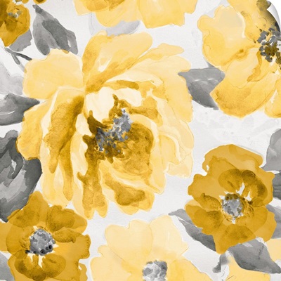 Yellow and Gray Floral Delicate II