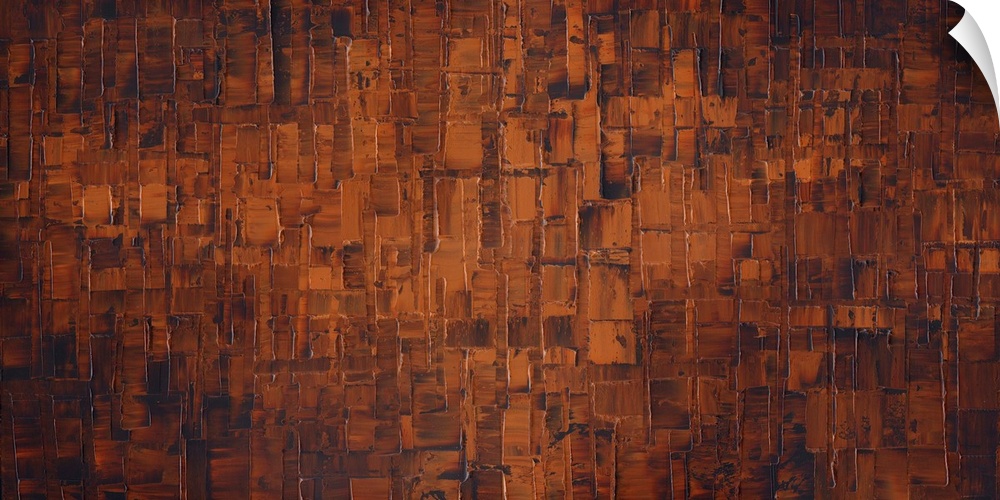 Large brown and burnt orange abstract painting.