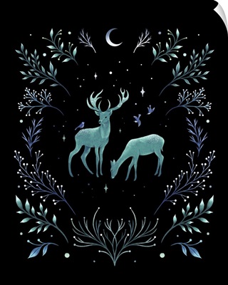 Deers In The Moonlight Forested Mint