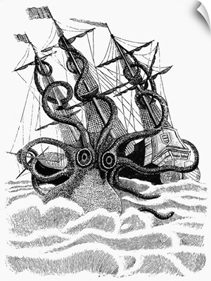 A Giant Octopus Attacking A Vessel
