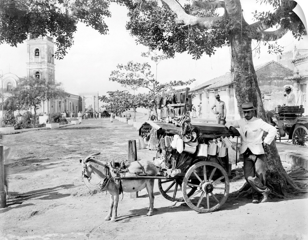 Cuba, Peddler, C1910. A Peddler With A Goat-Drawn Cart, In Cuba. Photograph, C1910.