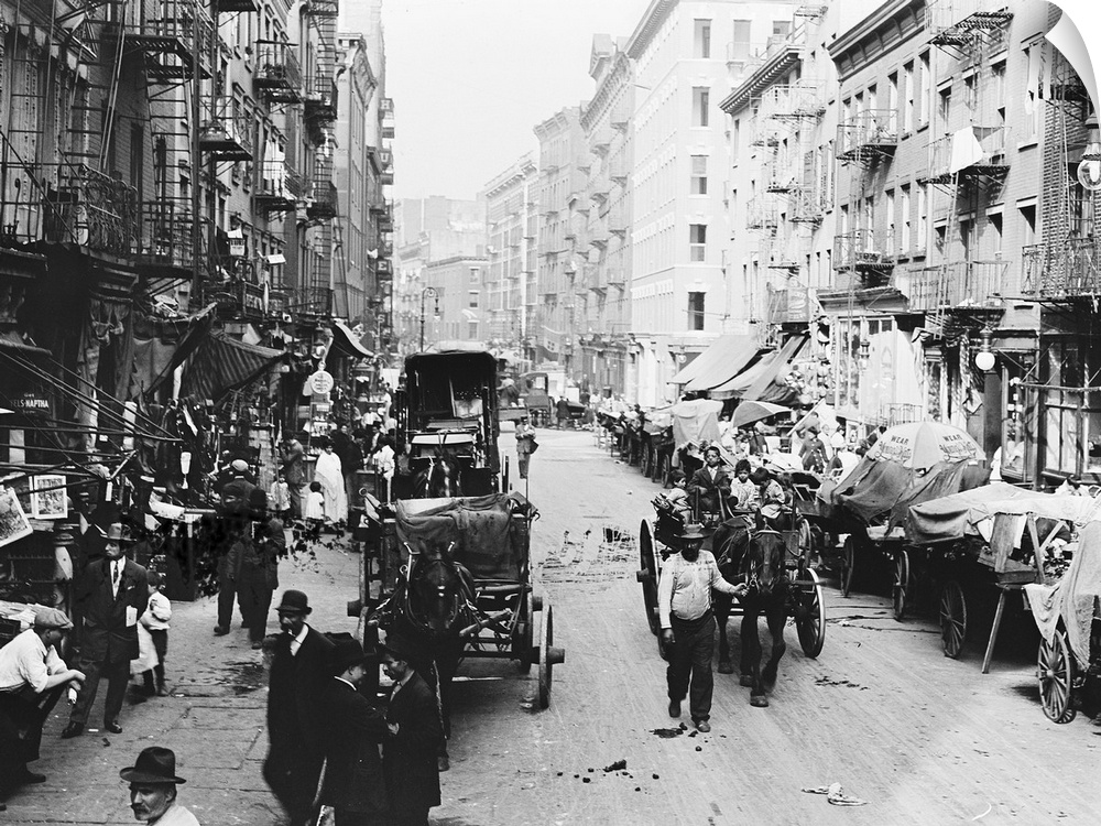 A street market on Mulberry Street in Little Italy, New York City. Photograph, c1905.