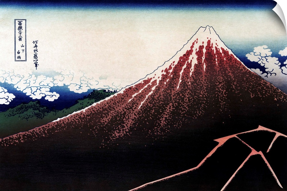Hokusai, Sanka Haku. A thunderstorm Over Mount Fuji In Japan. Woodcut By Katsushika Hokusai, Early 19th Century.