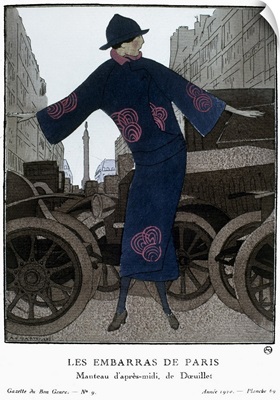 A woman wearing an afternoon coat by Doeuillet, 1920