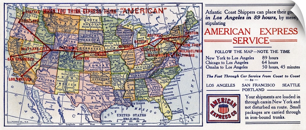 American Express Shipping. American Advertisement For American Express Company Cross-Country Shipping Service, 1916-1917.