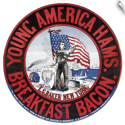 Advertisement For E.S. Baker Young America Hams Breakfast Bacon, c1865