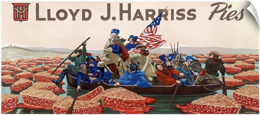 Ad, Pie, 1947. Advertisement For Lloyd J. Harriss Pies, Based On Emanuel Leutze's Painting 'Washington Crossing the Delawa...