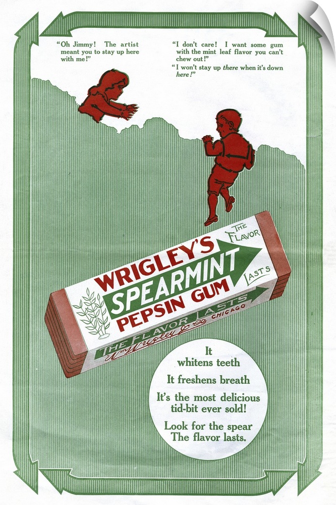 Ad, Wrigley's, 1911. American Advertisement For Wrigley's Spearmint Pepsin Gum, 1911.