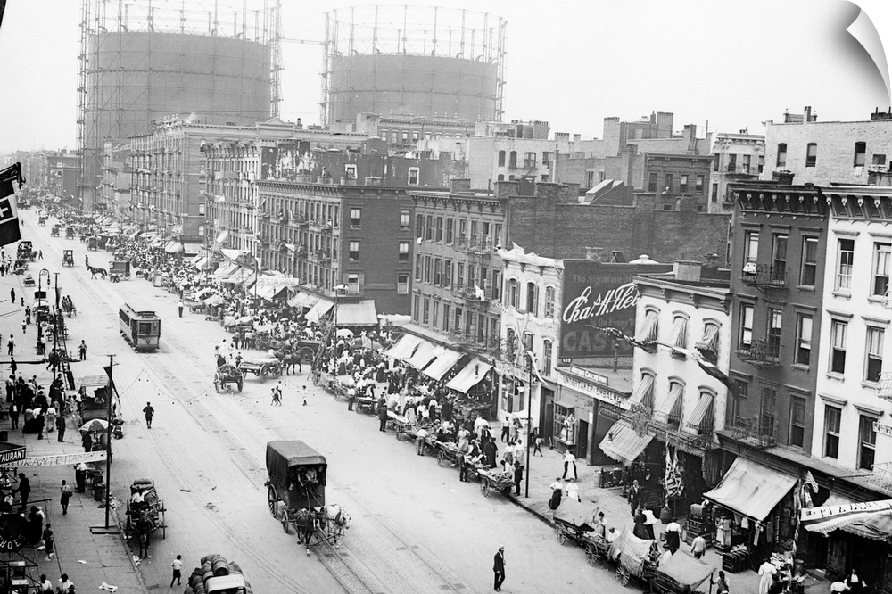 Aerial view of a festival on 1st Avenue in Little Italy, New York City. Photograph, n.d.