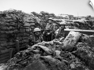 Allied troops photographed in a communication trench during World War I