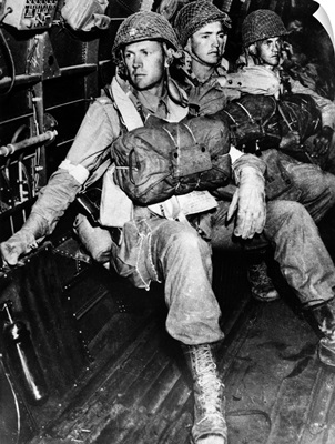 American paratroopers before a jump during World War II, 1943