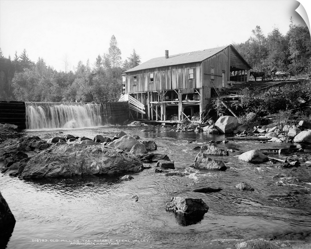 Adirondacks, C1903. An Old Mill On the Ausable River Near Keene Valley In the Adirondack Mountains, New York. Photograph, ...