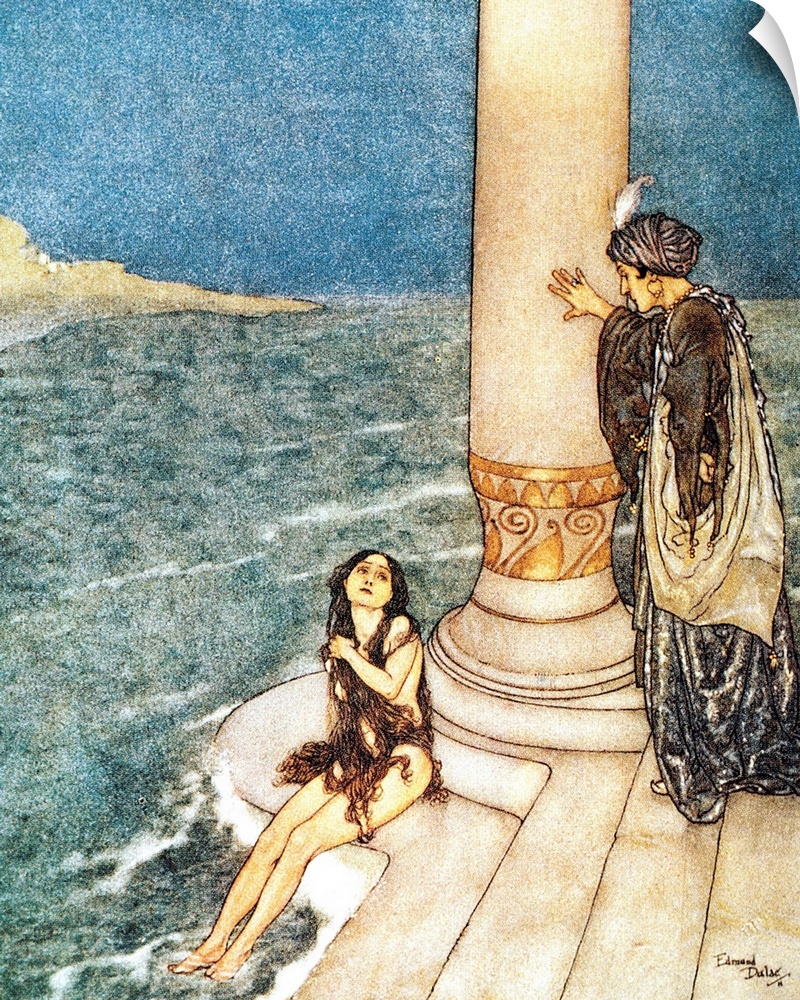 'Just in fron of her stood the handsome young prince.' Drawing, 1911, by Edmund Dulac for the fairy tale by Hans Christian...