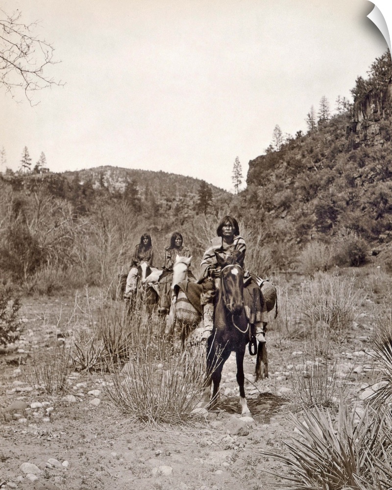 Apache On Horseback, C1903. three Apache Men On Horseback. Photograph By Edward Curtis, C1903.