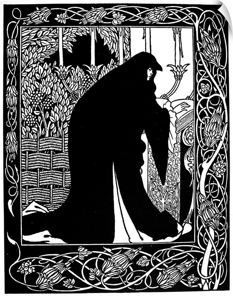 'How Queen Guinevere Made Her[self] a Nun.' Pen and ink illustration, 1893-94, by Aubrey Beardsley for an edition of 'Le M...