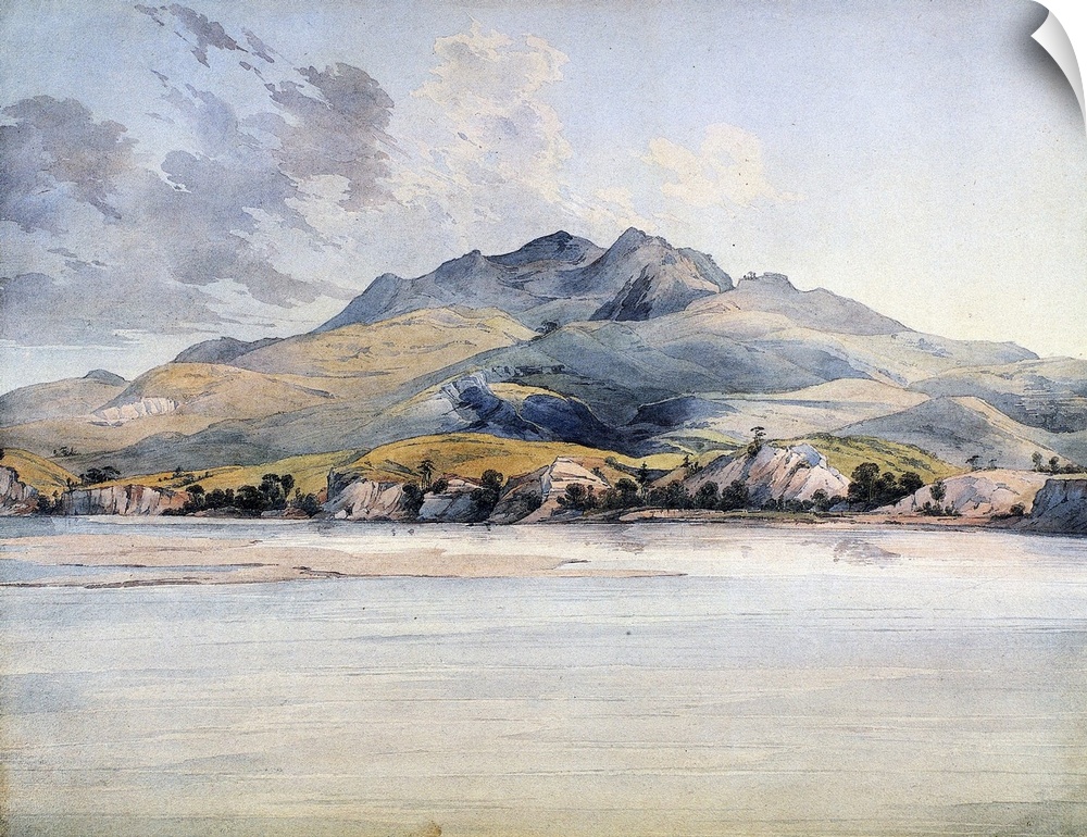 Bijoux Hills On the Missouri. Landscape Made Along the Missouri River In South Dakota. Watercolor By Karl Bodmer, 1830s.
